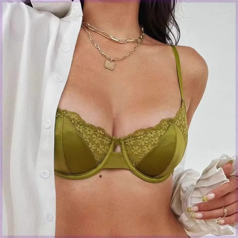 【Ready stock】Sexy Transparent Girl Lingerie Comfort No sponge Women's Steel ring Bra Soft Wire Underwear Push Up Female Bralette
