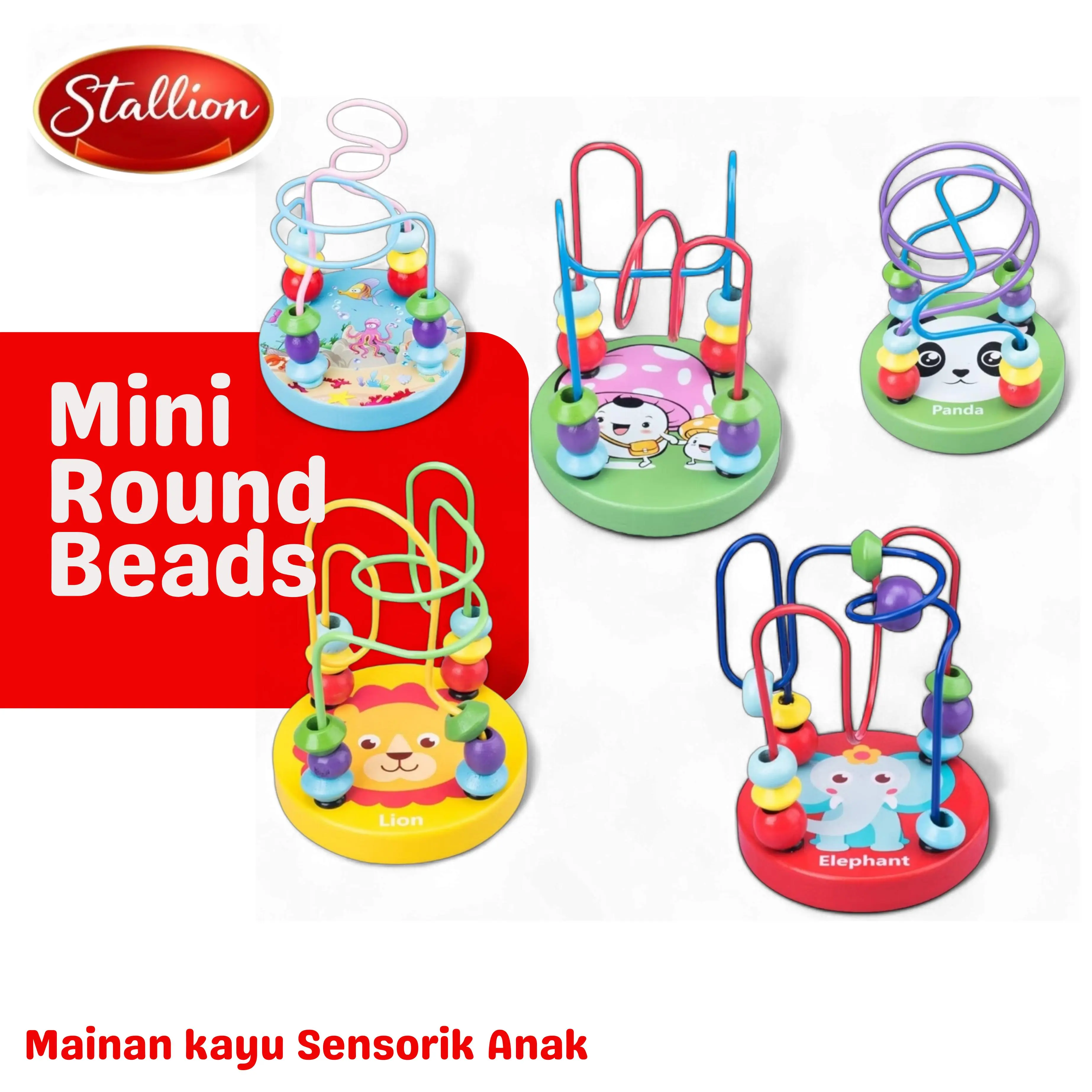 [COD] Mainan Kayu Anak Sensorik Alat Hitung Alur Kawat Mini Round Beads Wire Maze Game  Matching Game