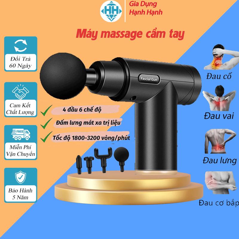 Máy massage cầm tay mini đấm lưng mát xa đau mỏi cổ vai gáy 4 đầu 6 chế độ bảo hành 6 tháng Máy massage cầm tay, trị liệu toàn thân,  Cấp Độ Chuyên Sâu 1