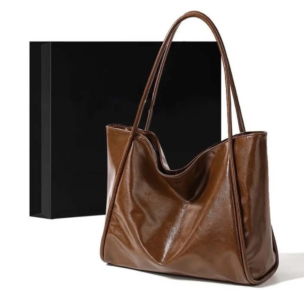 ￼Túi Xách túi tote Da PU Bóng Cỡ Lớn Thời Trang Cho Nữ Bag Tote Đeo Vai Chữ Nhật Hình Chữ Nhật