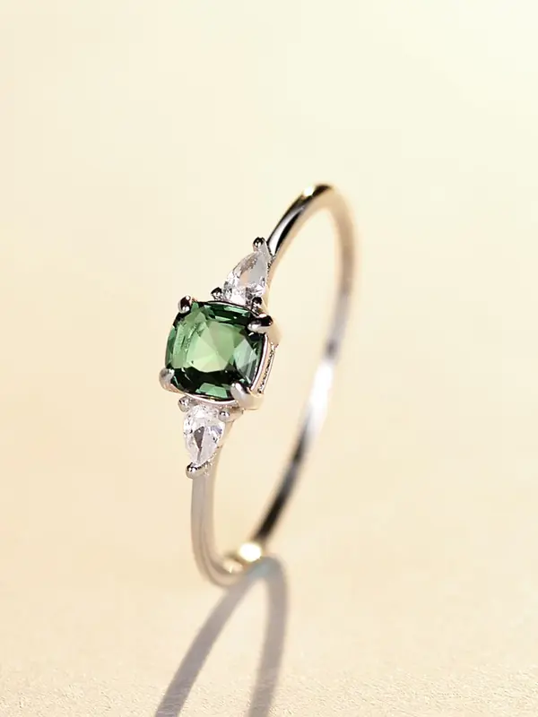 S925 Sterling Silver Fashion Artificial Zircon Decorated Ring, Simple Style Engagement Ring for Women, Trendy All-match & Exquisite Jewelry for Birthday Gift 2
