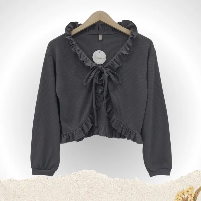 CITOCO/ ATASAN CROP WANITA RUFFLE BAHAN ADEM Basic Casual Basic Casual Waffle viral korean style 0