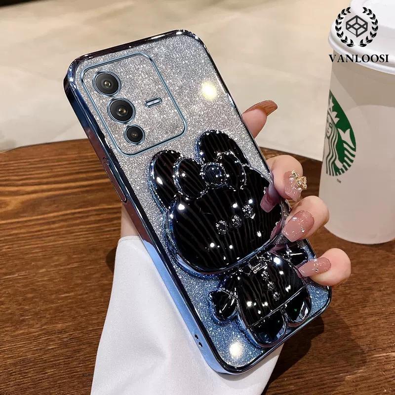 Ốp Cho Vivo V23 Pro Và V23, Ốp Mềm Silicon Mạ Điện, Thiết Kế Phấn Lấp Lánh Ốp Điện Thoại Hình Thỏ Dễ Thương, Chống Sốc
