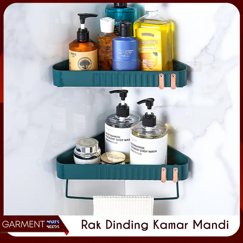 Rak Kamar Mandi Gantungan Sudut Sabun Sampo Odol Tanpa Bor Toilet Handuk Bumbu Tempel Serbaguna Dapur 0