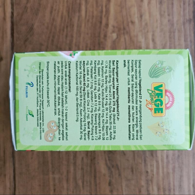 Vegeblend 21 Junior 30 kapsul atasi anak susah makan dan cukupi kebutuhan sayur pada anak 3