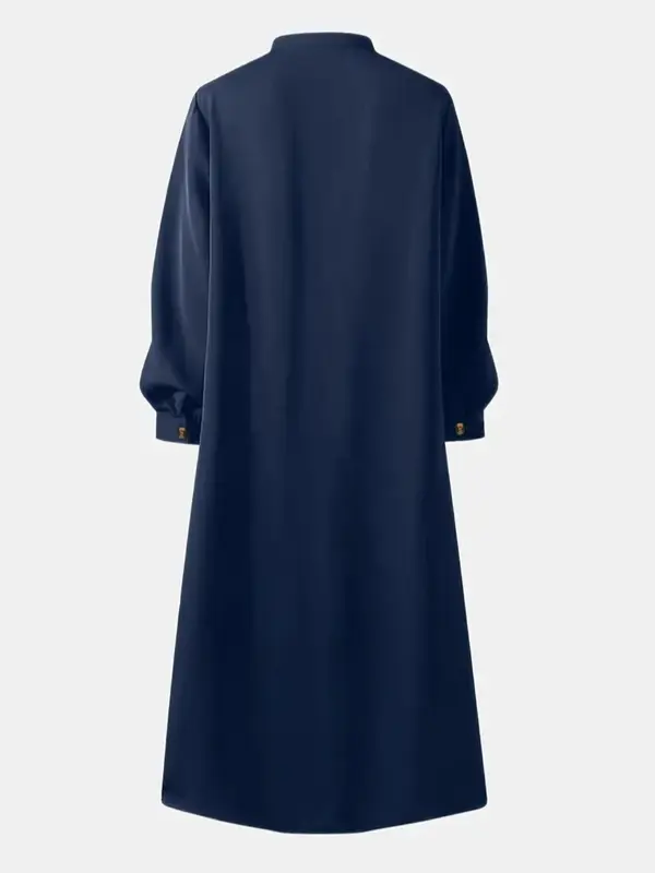 Women's Plain Button Front Dress, Modest Casual Long Sleeve Dress for Daily Wear, Ladies Clothes for All Seasons 1