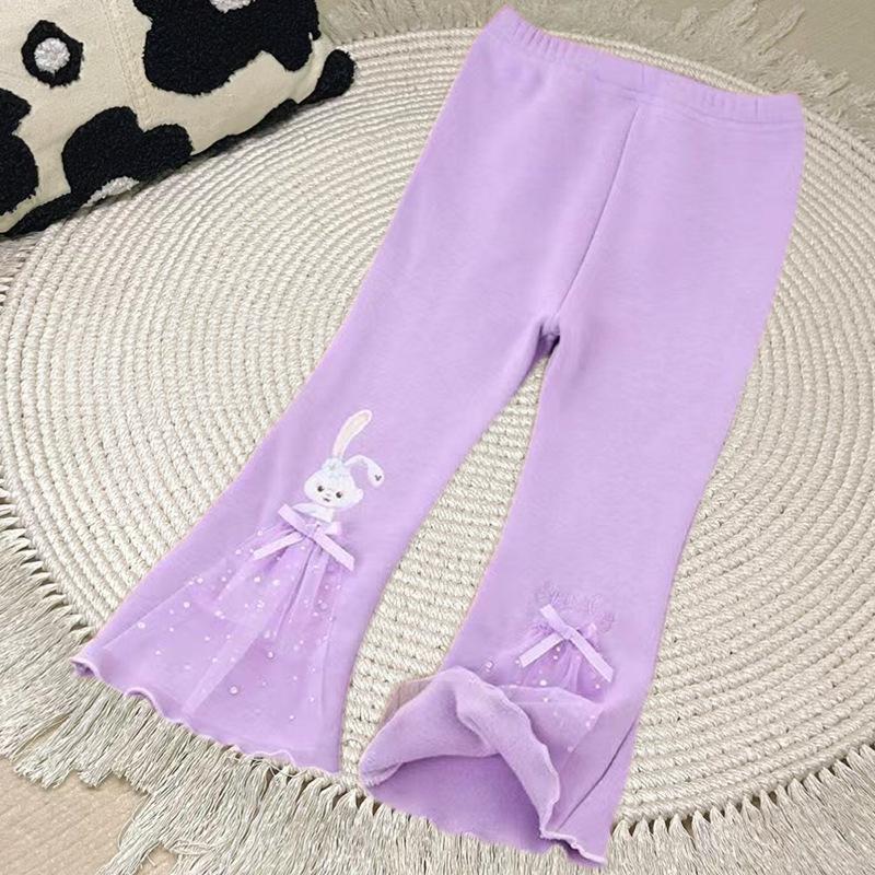 New Flared Leggings Girls' Stretch Cartoon Long Pants Spring and Autumn All-Match Children's Clothing Baby Girl Outerwear 8