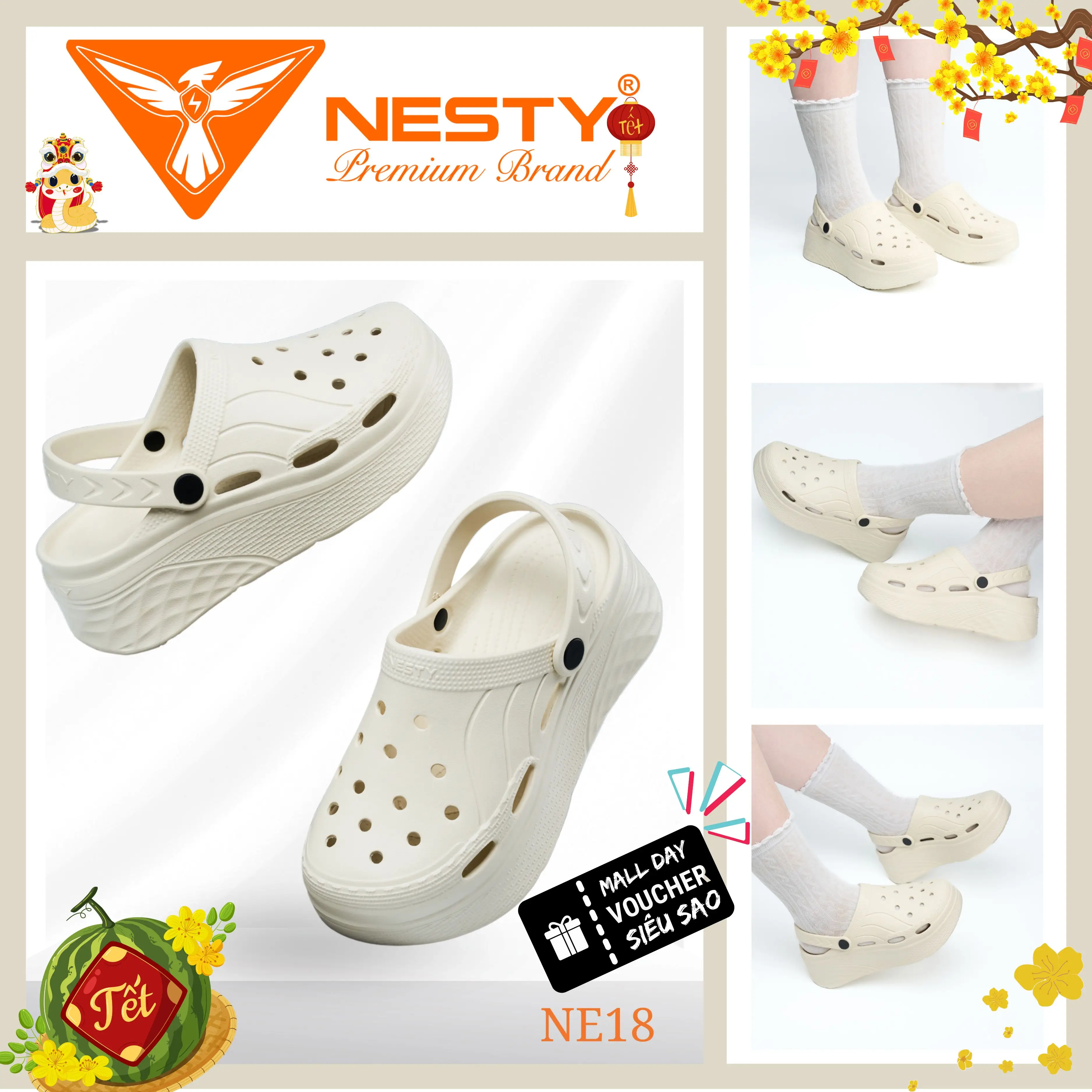 [NE18] [Tặng STICKER 3D] DÉP SỤC NESTY ĐẾ CAO CHẤT LIỆU EVA CAO CẤP (KO3)