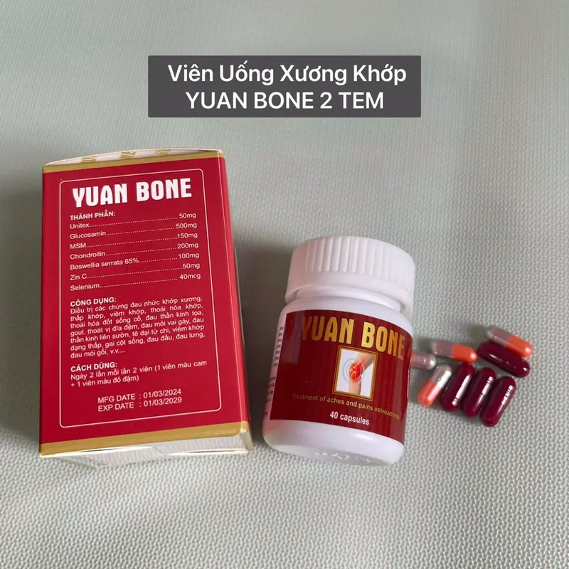 (Combo 5 hộp) Viên uống xương khớp Yuan Bone hộp 40 viên daukhop 4