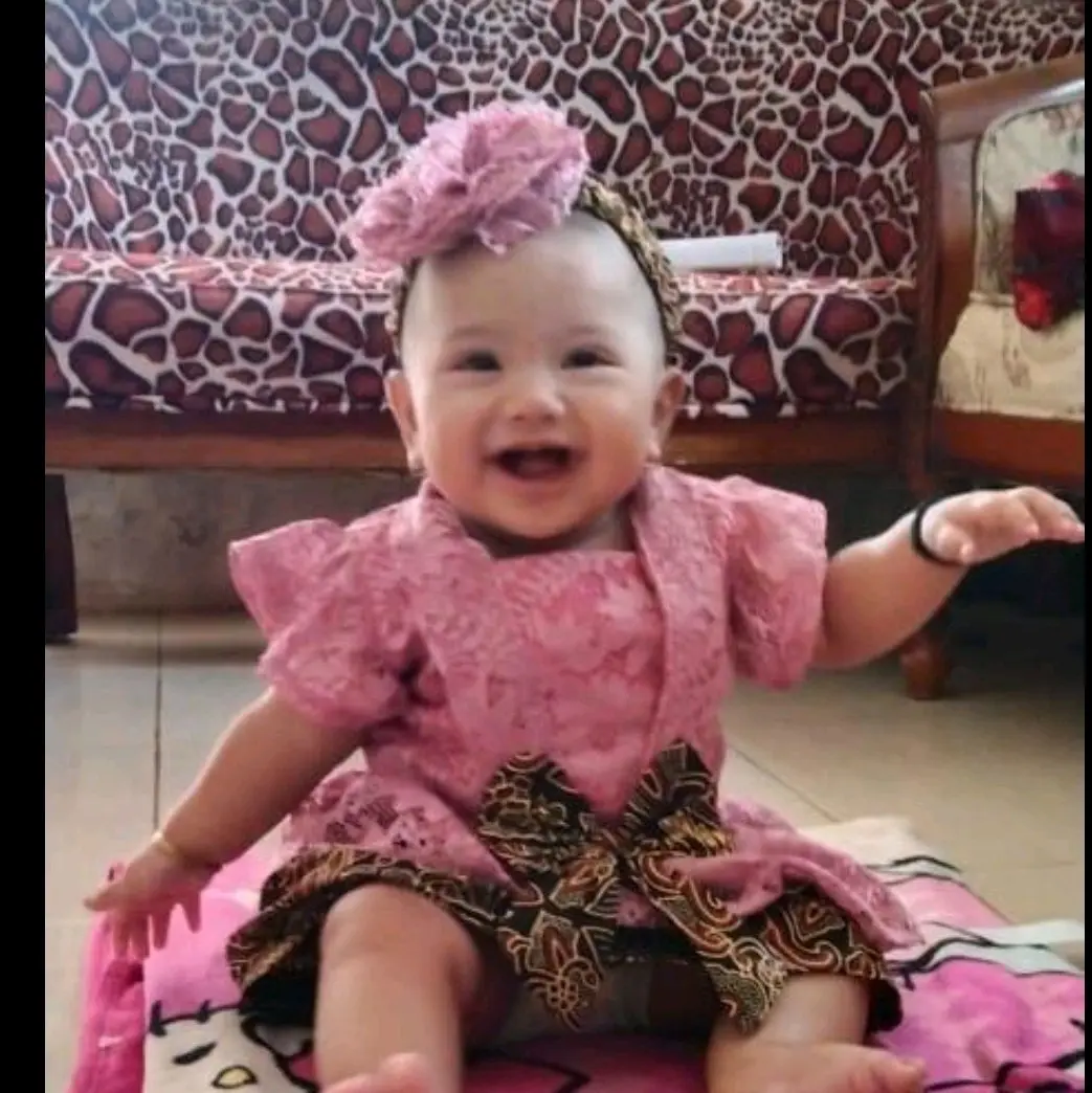 kebaya bayi dan anak warna dusty free bando