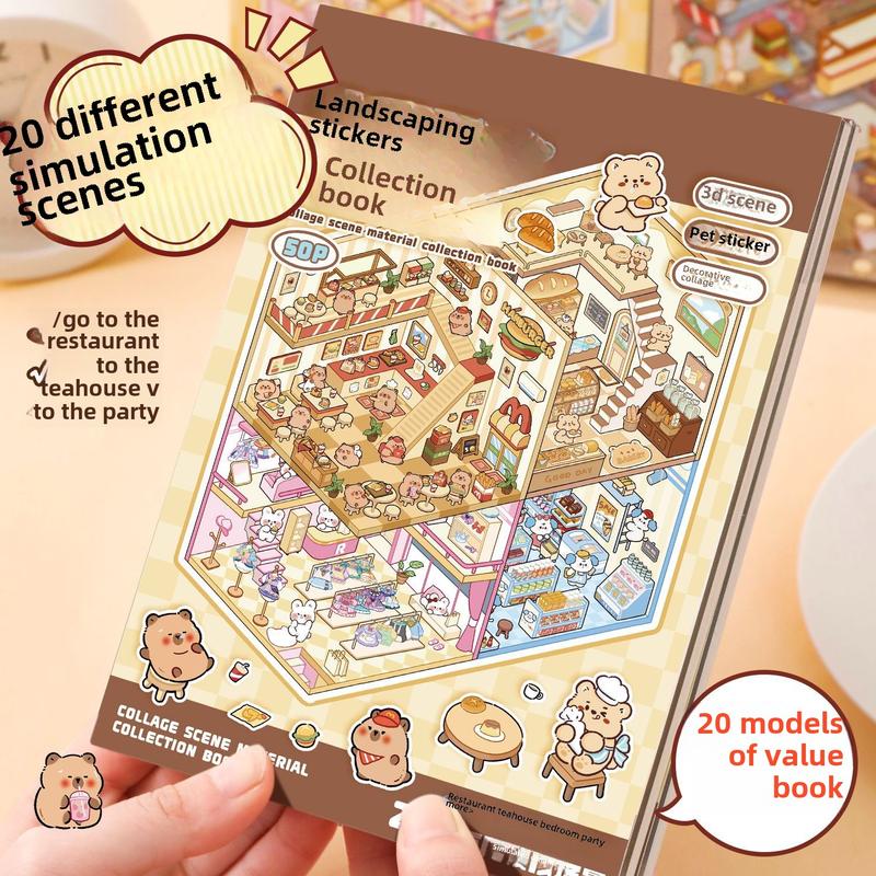 Hình Dán Cảnh Quan Cho Trẻ Em Sách Sưu Tập 3D Túp Lều Ba Chiều Cảnh Thu Nhỏ Sổ Tay Tự Làm Đồ Chơi Giáo Dục