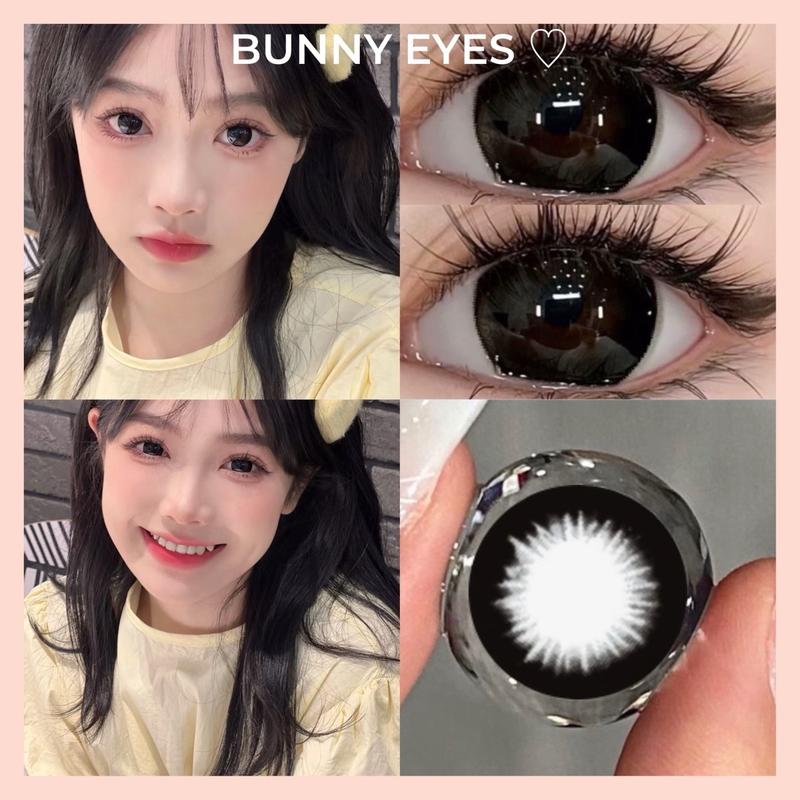 Kính Áp Tròng Lens Đen Black 14.5mm Hack Mắt To Baby Đủ Độ Cận Từ 0.00 Đến 6.00 Độ (Tặng Kèm Khay Dụng Cụ Đeo )- Bunny Eyes pearly gray lens