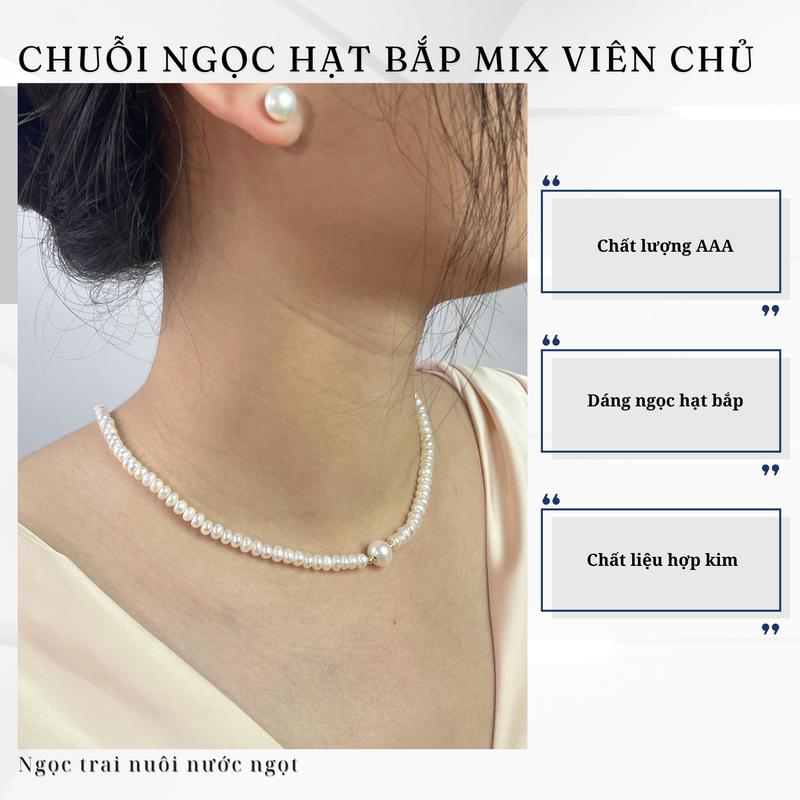 Chuỗi Vòng Cổ Ngọc Trai Hạt Bắp Mix Viên Chủ Pearl Farm 1