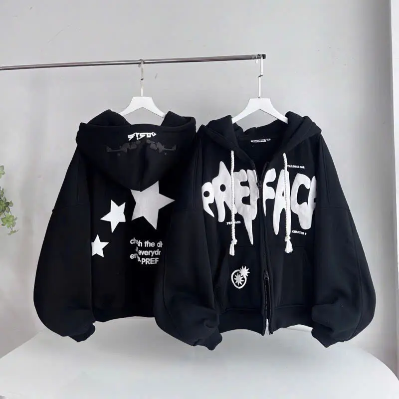 Áo Khoác Nỉ In Chữ Nổi Jacket Top Nam Nữ Chống Nắng Giữ Ấm Khi Gió Lạnh Về - Women