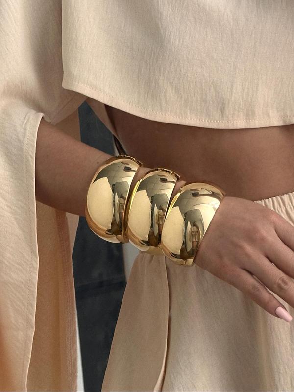 Irregular Round Shaped Cuff Bangle, Fashionable Jewelry for Women for Party, Daily Clothing Decor, Trendy All-match & Exquisite Jewelry for Birthday Gift 3