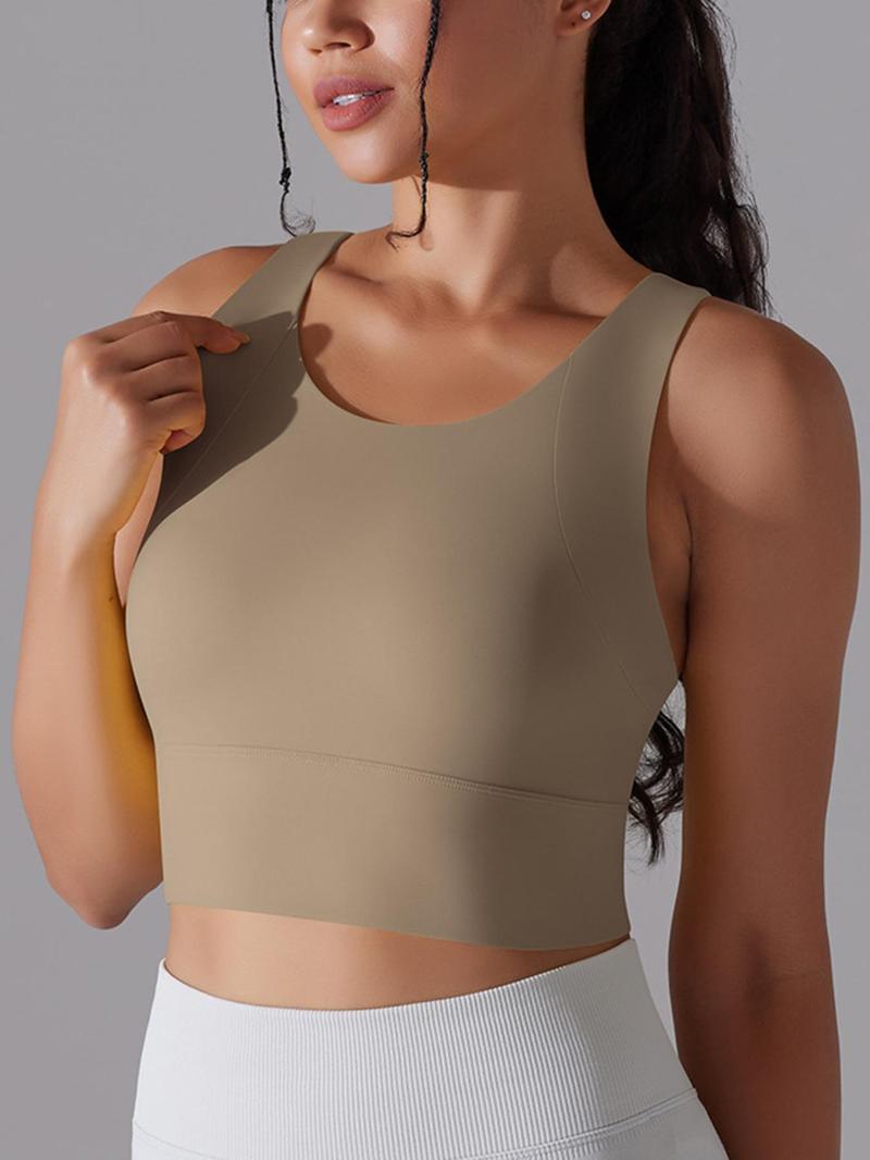 Product Introduction of Women's Solid Wireless Sports Bra, Breathable Comfortable Racerback Sports Lingerie Top, Ladies Sportswear Clothing for Yoga Gym Workout 8