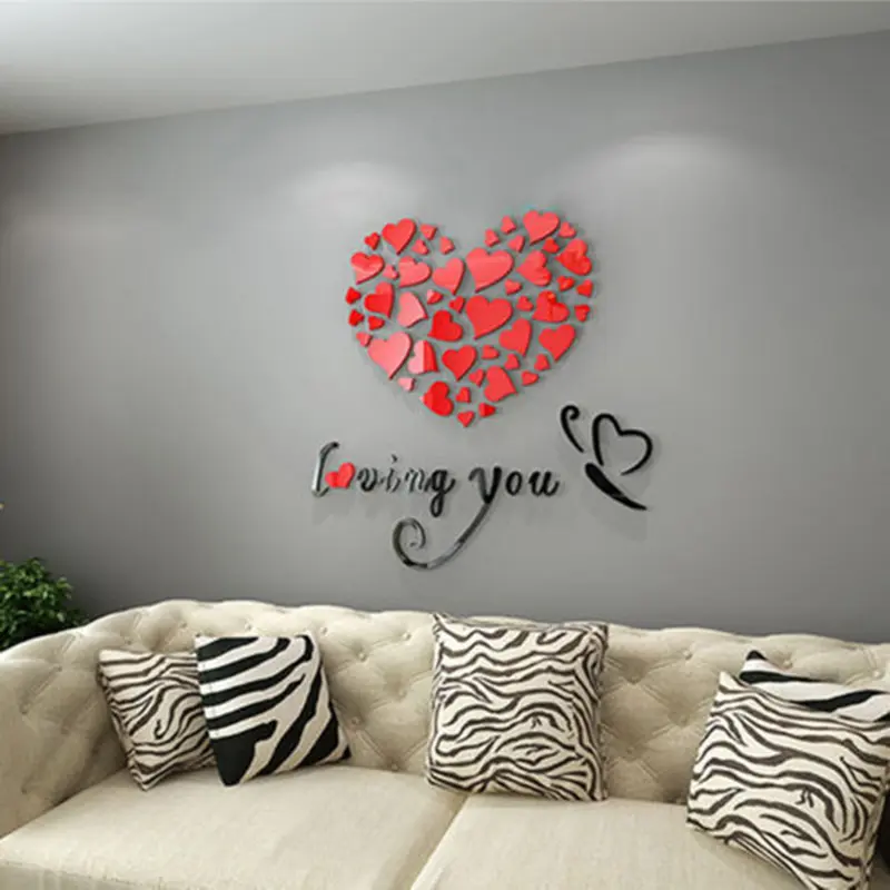 Nhãn Dán Tường Tình Yêu 3D Lãng Mạn, Thiết Kế Hình Trái Tim, Thích Hợp Để Trang Trí Nhà Cửa Và Văn Phòng, Đề Can Tự Làm, Quà Tặng, [HO] 0
