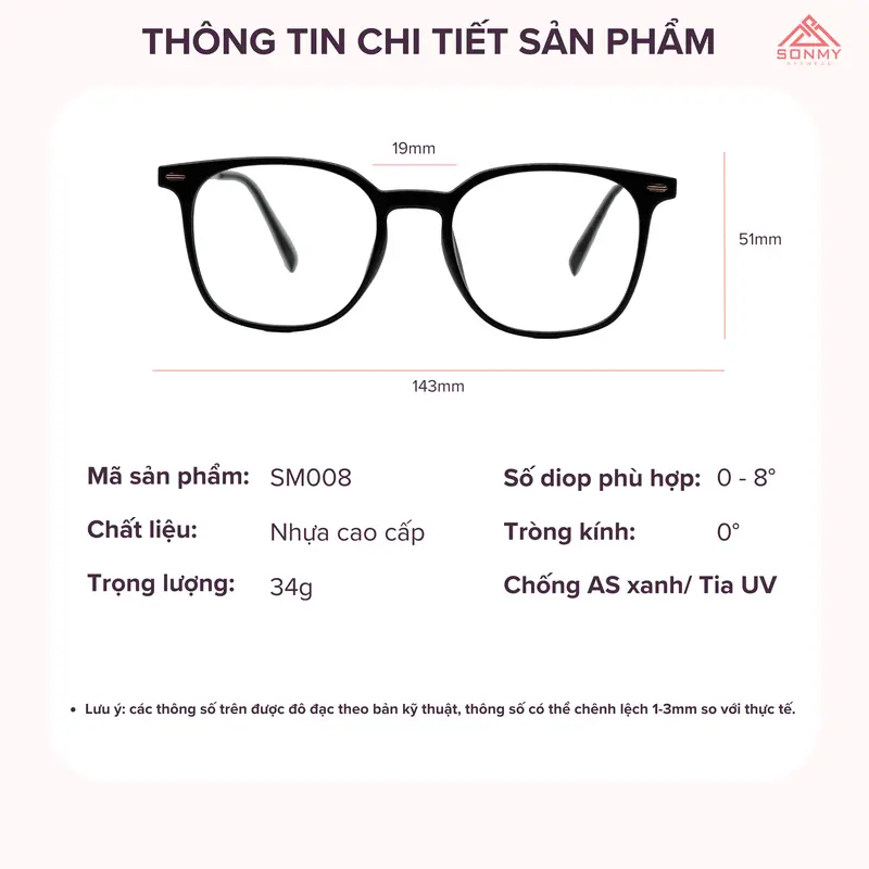 Kính mắt tròn nữ SONMY EYEWEAR cao cấp thanh mảnh tinh tế nhẹ nhàng chắc chắn SM008 2