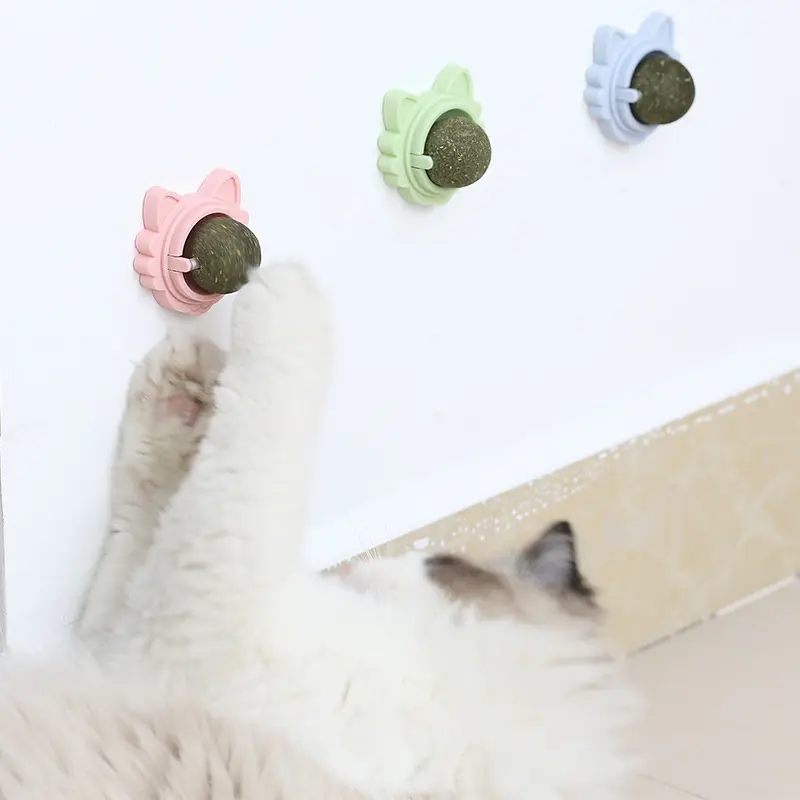 Đồ chơi mèo đầu mèo cỏ bạc hà mèo, liếm thú vị, mài răng, dụng cụ thú vị, Treo Tường, xoay, Giải Trí Tự, Bóng cỏ bạc hà mèo