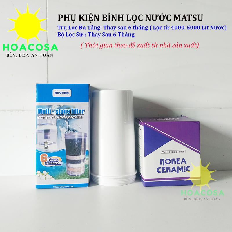 Phụ Kiện Bình Lọc Nước Matsu: Trụ Lọc, Bộ Lọc Sứ, Vòi Từ Tính - Hàng Duy Tân Chính Hãng, Đồ Gia Dụng Hoacosa.
