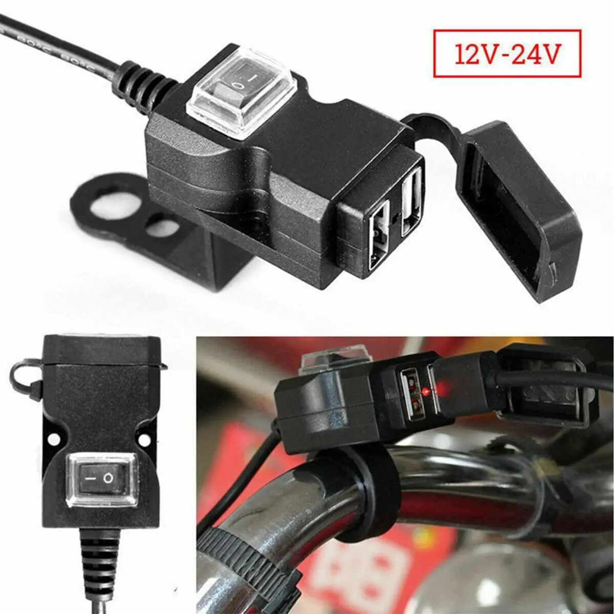 Sạc điện thȯại trên xe máy 2 cổng chống nước Phụ Kiện