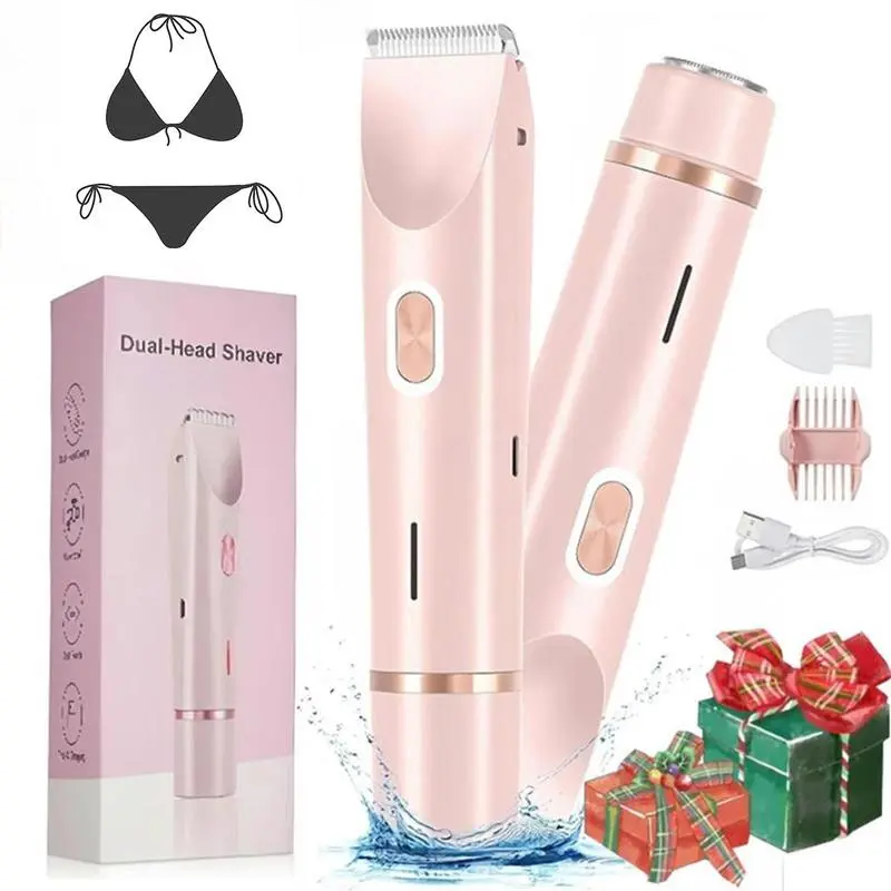 2 in 1 Rechargeable Electric Hair Trimmer, 1 Set Waterproof Hair Remover with Accessories, Multifunctional Women's Hair Removal Machine for Face, Underarm, Leg, Women's Electric Shaver