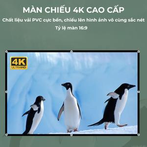 Màn chiếu treo tường 4K, màn 100inch chất liệu PVC cao cấp tỷ lệ 16:9, dùng cho máy chiếu,loại dày, tương phản cao-DCP25 Cao Su