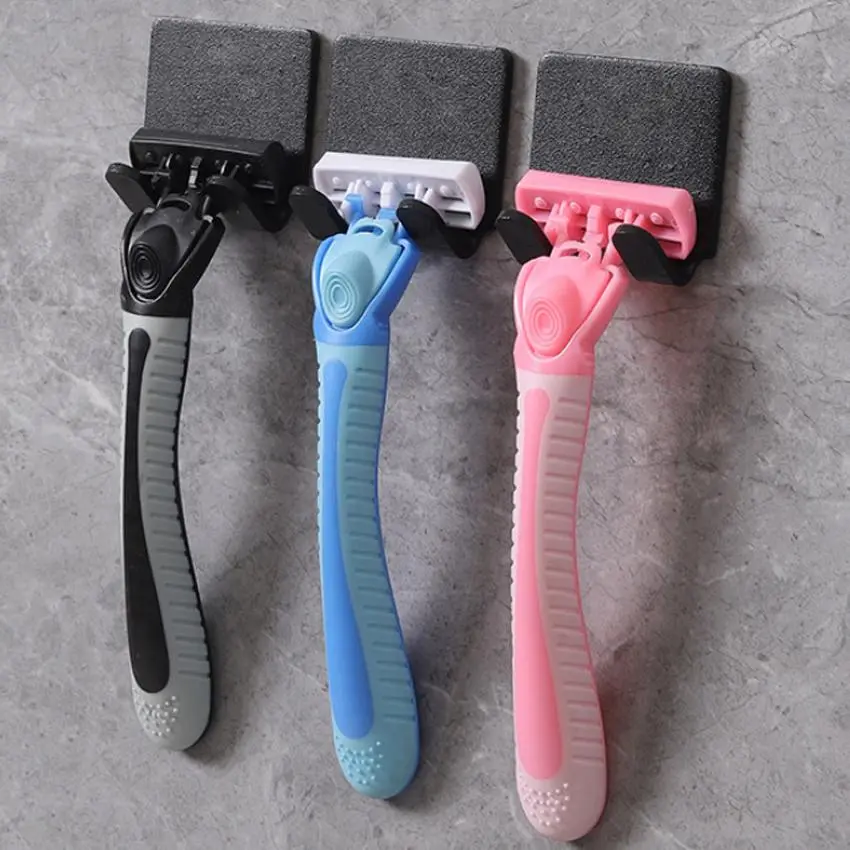 Wall Mounted Razor Holder, 3pcs Punch-free Sticky Hook, Multifunctional Storage Rack for Home Bathroom