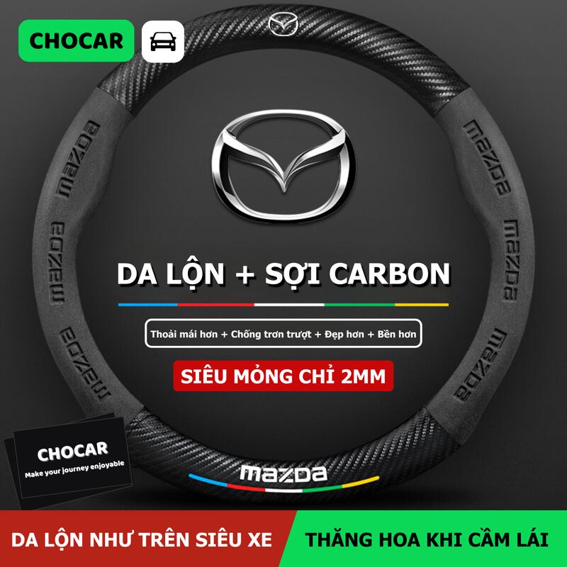 MAZDA Bọc Vô Lăng Mazda Da Lộn Sợi Carbon; Tương Thích Mazda 2 3 6 CX3 CX30 CX5 CX8 ; Phụ Kiện Nội Thất Ô Tô