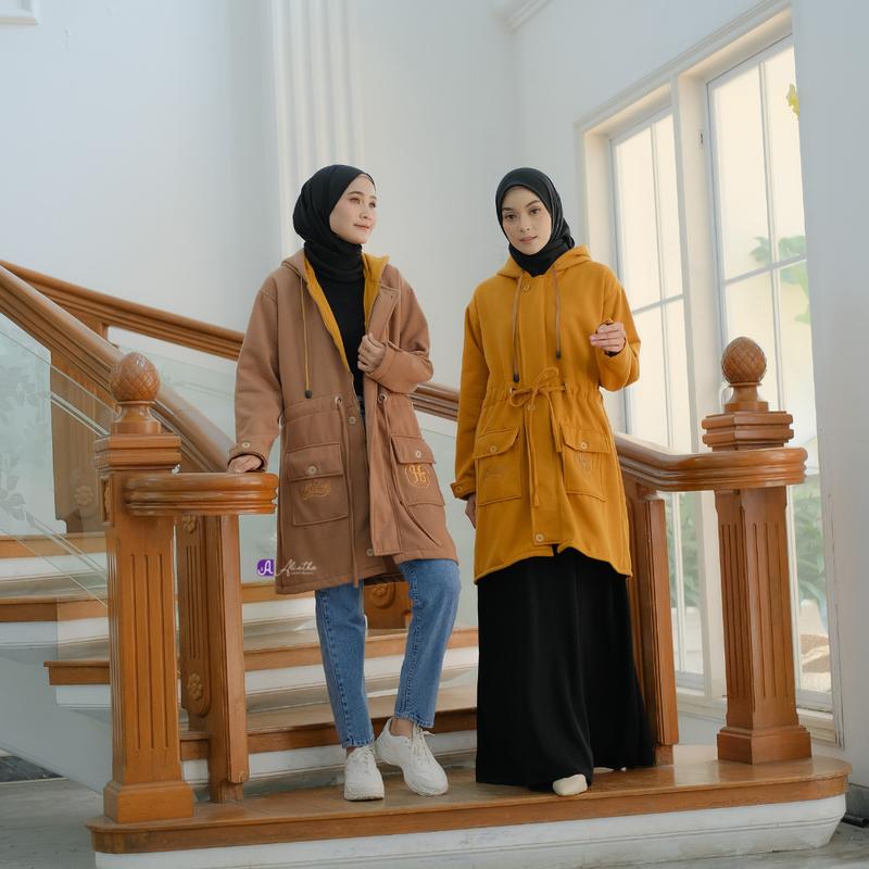 Jaket Outer Hijabers by Alietha | Jaket Muslimah Panjang | Jaket Babyterry Murah Wanita Basic 3