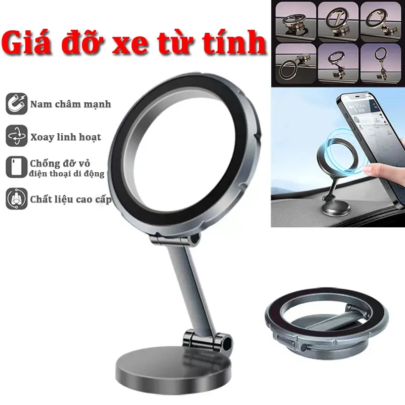 Mini Giá Đỡ Trên Ô Tô GẬP Xoay 720 Độ Có Thể Điều Chỉnh Cho Xe Hơi Gắn Vào Mọi Vị Trí Xe Ô Tô