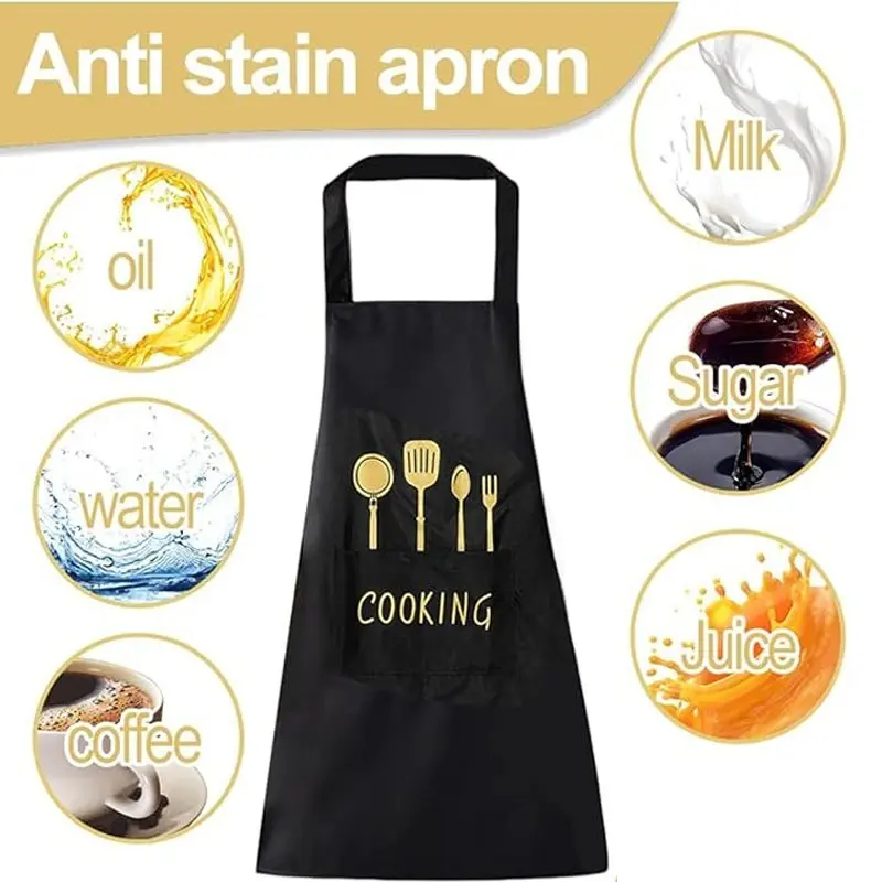 Celemek Masak Premium Unisex - Apron Dapur Tahan Air Tahan Minyak, Stylish Anti Basah PVC Kain