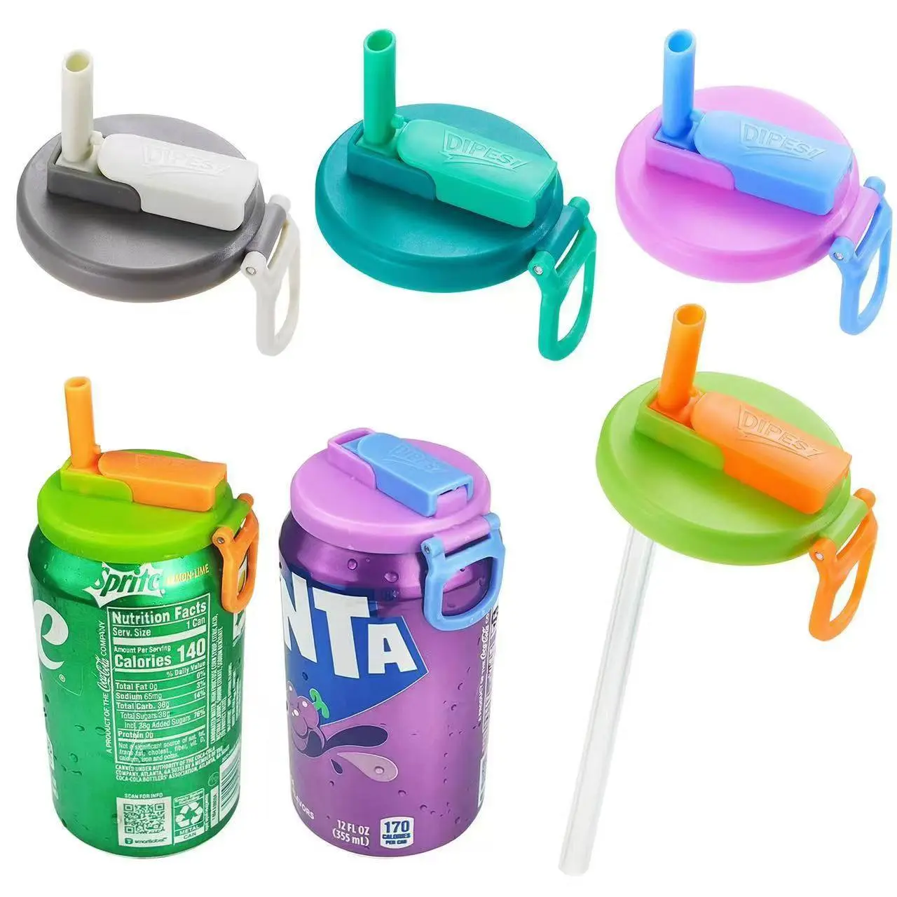 New 8 Colors Coke Can Cup Lid Portable Cans Cup Lid with Straw to Prevent Overflow Cans Cup Lid