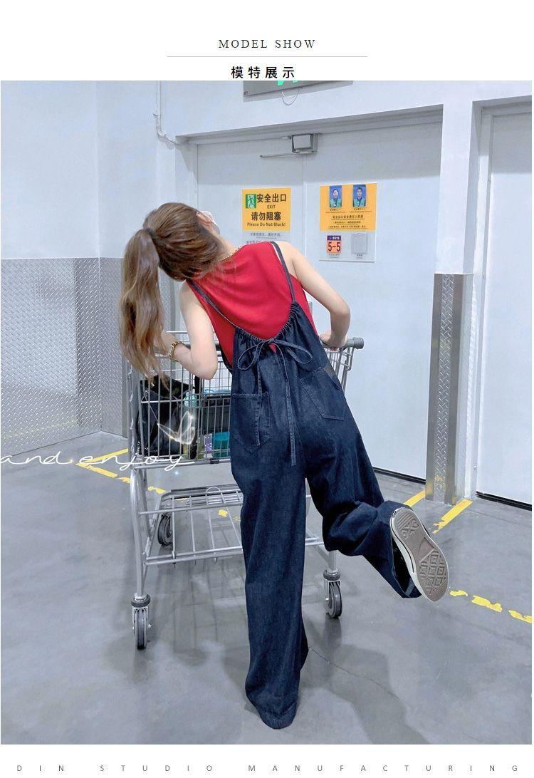 Product Introduction of Quần Yếm Denim, Phong Cách Nhật Bản, Mùa Xuân Và Mùa Thu, Mỏng Và Không Tay, Áo Jumpsuit Quần Nữ, Bó Sát Và Thẳng, Ống Rộng, Có Dây Đeo 6