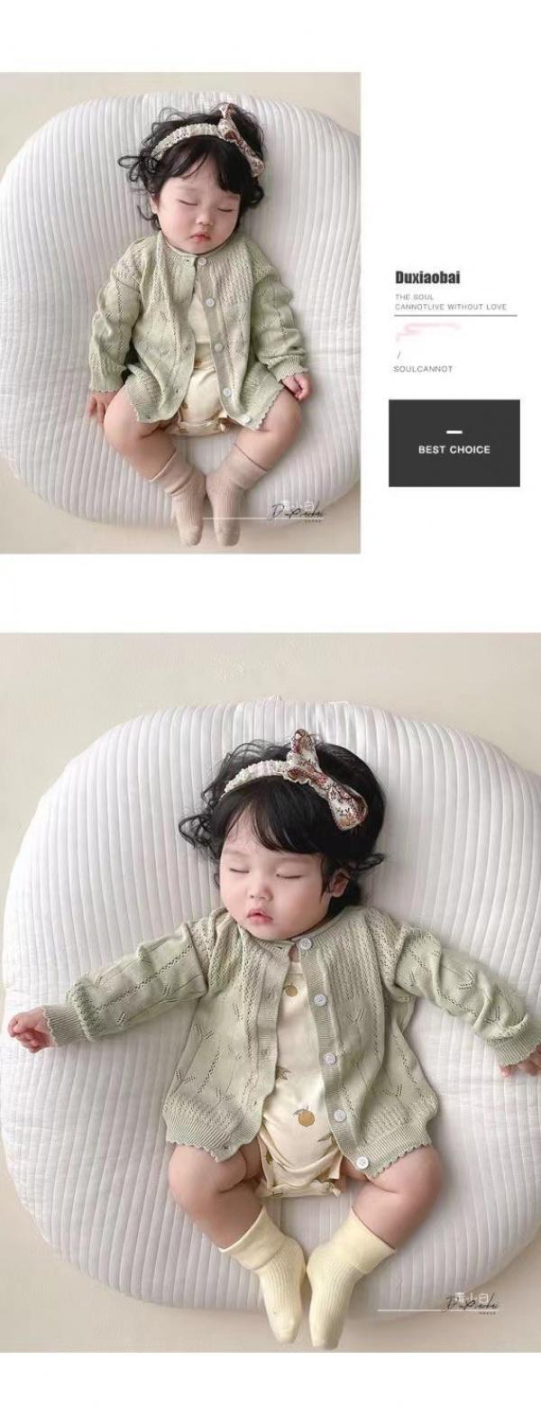 Product Introduction of 2024 Girl's Knitted Cardigan Spring/Summer Thin Office Cardigan Outwear Baby and Infant Sun Protection Shirt Hollow out Coat 7