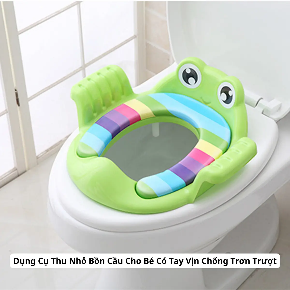Dụng Cụ Thu Nhỏ Bồn Cầu Cho Bé Có Tay Vịn Chống Trơn Trượt