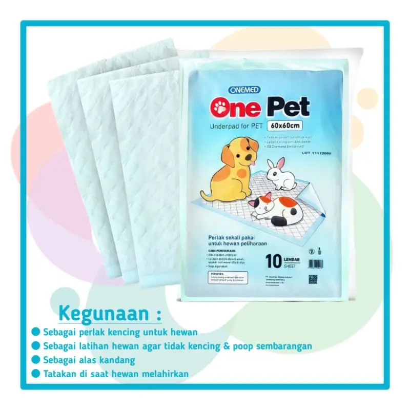 One Pet One Med Underpad Hewan 60x60 Ecer / Per 1 Lembar / Popok Hewan / Alas Kandang