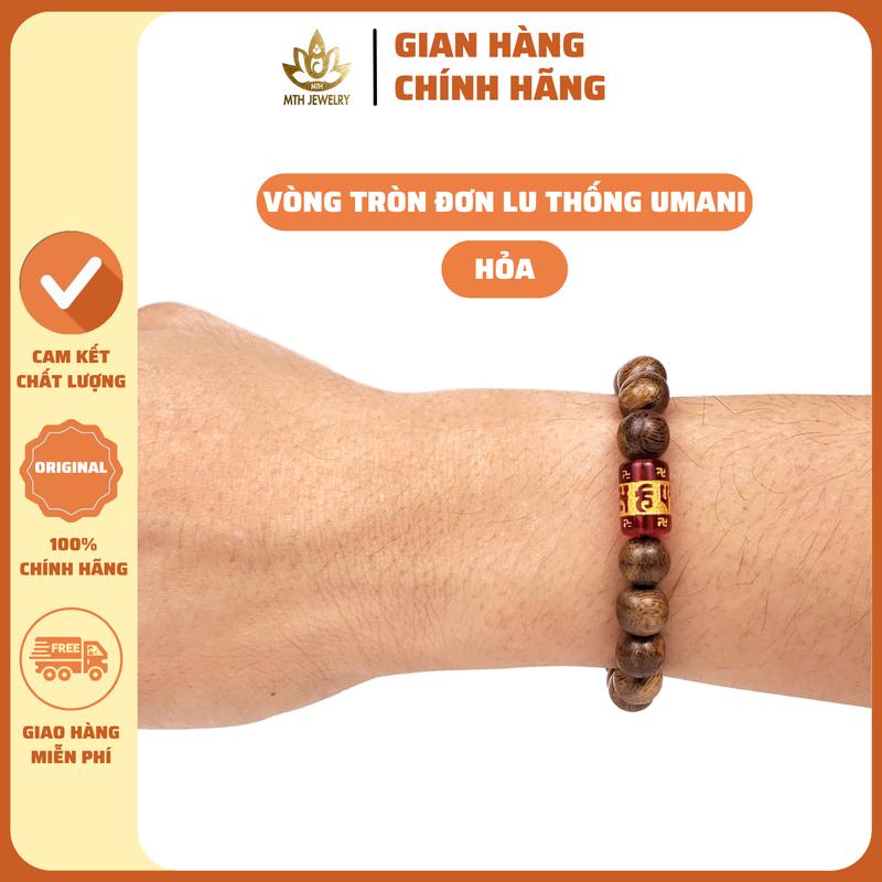 Vòng Tay Trầm Hương Hạt Tròn Đơn Mix Charm Lu Thống Om Mani Padme Hum MTH JEWELRY - Vòng Trầm Tốc Việt Đủ Size Nam Nữ, Phụ Kiện Túi Gấm, Lá Bồ Đề, Nụ Trầm, Dây Xâu - Đeo Tay