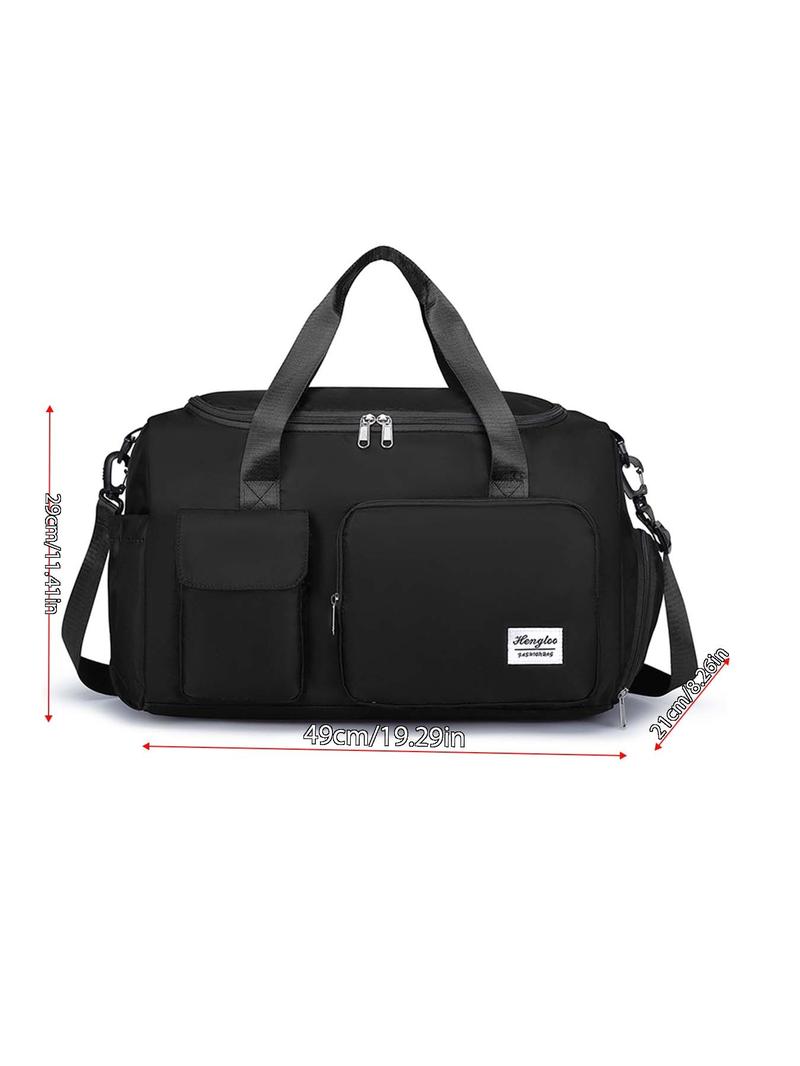 Product Introduction of Waterproof Letter Patch Design Travel Bag with Zipper, Large Capacity Weekend Duffel, Clothing Storage Bag 8