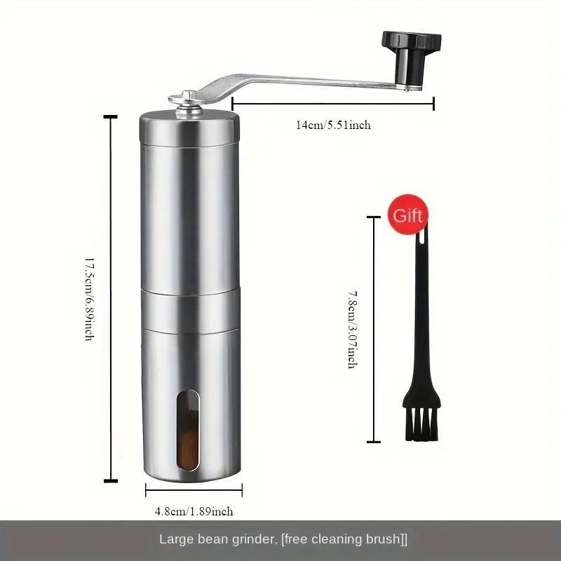 Product Introduction of Stainless Steel Manual Coffee Bean Grinding Machine, 1 Count Household Coffee Bean Grinding Tool, Small Manual Grinding Coffee Machine 1