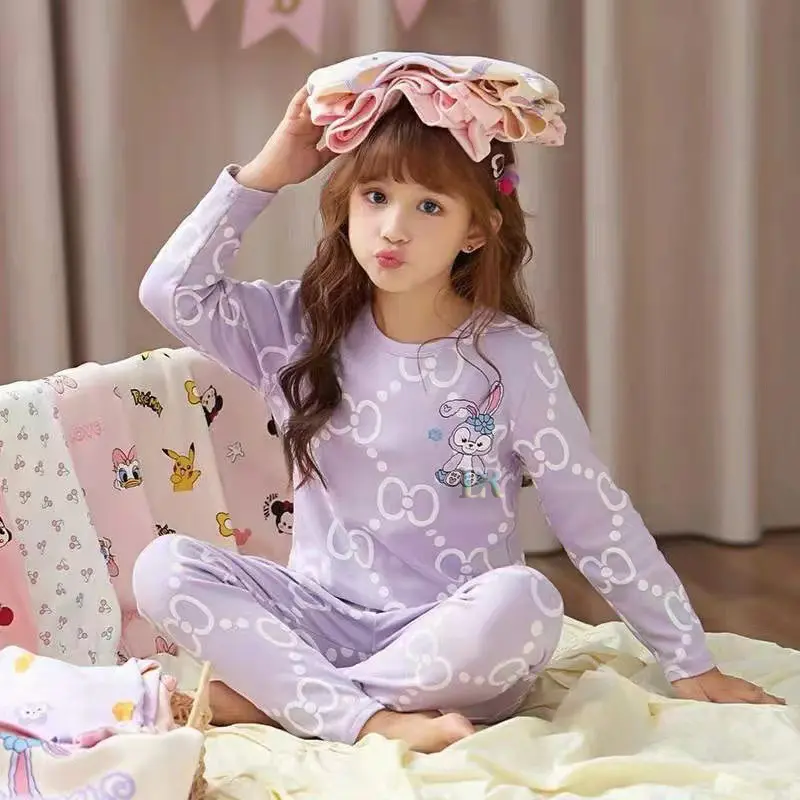 LNR Shop Piyama Anak Perempuan Setelan Baju Tidur Lengan Panjang Motif Beragam Frozen Elsa Stella Lou Unicorn Kelinci Bahan Katun Lembut Nyaman Dipakai Piyama Set Piyama Anak Perempuan Pajamas
