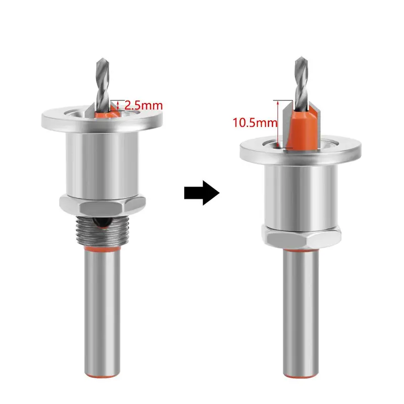Woodworking Drill Bit, 1 Count Practical Drill Bit Limiter with Adjustable Drill Core & Positioner, Woodworking Accessories for Work Use 3