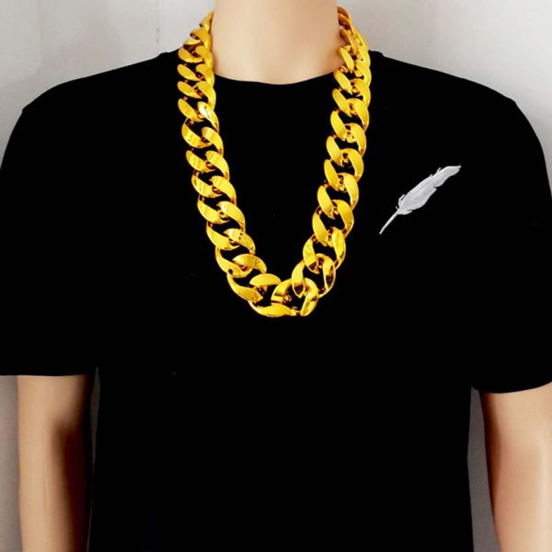 Vòng Cổ Dây Chuyền Chunky, Chất Liệu Resin Lớn, Phong Cách Hip Hop, Vòng Cổ Vàng, Phụ Kiện Rapper 0
