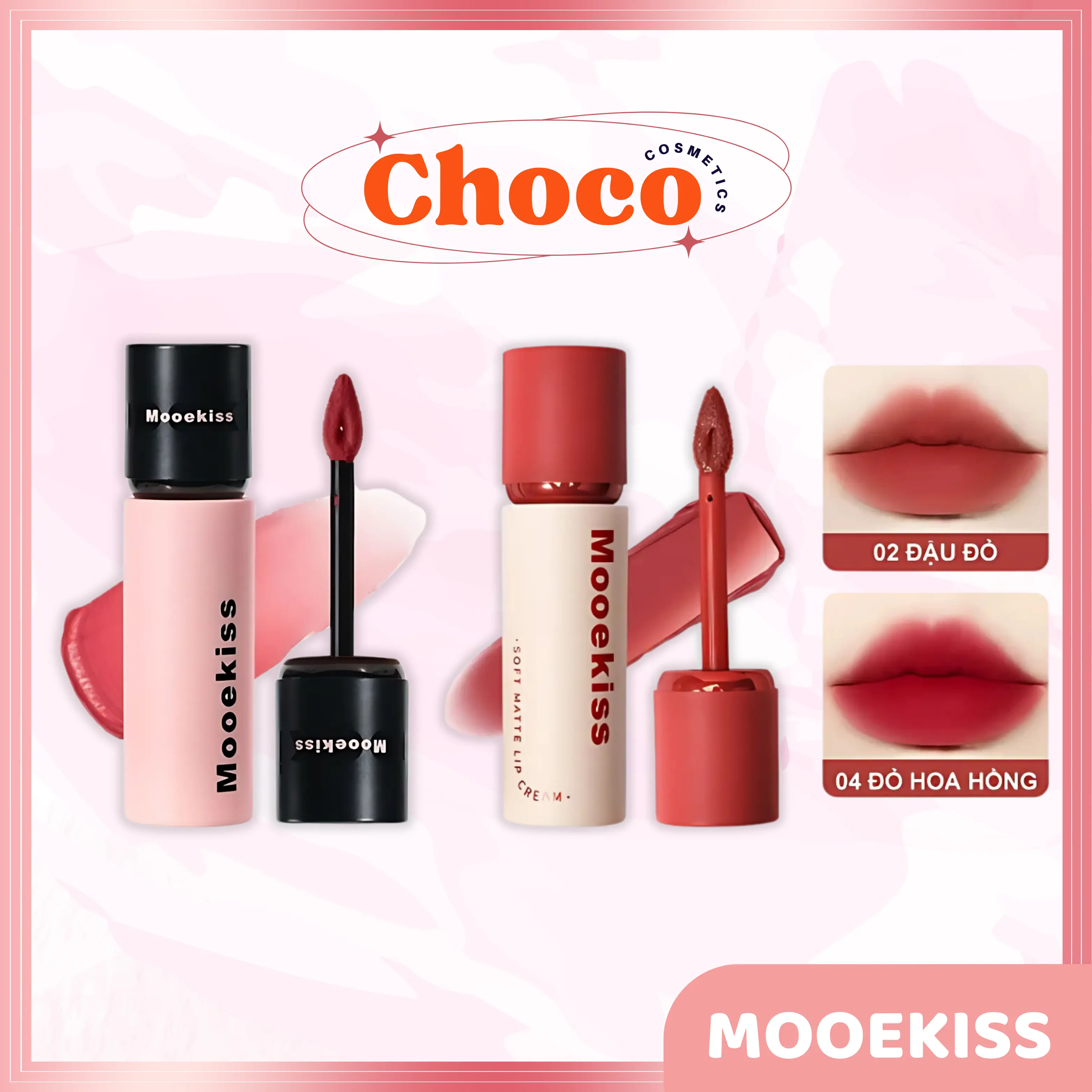 [MOOEKISS] Son Mooekiss dưỡng môi nắp đen Son kem  bùn sáng da nâng tone make up Son môi lâu trôi không khô môi Thích hợp cho mùa Thu Đông 3gr Choco.cosmetic mịn