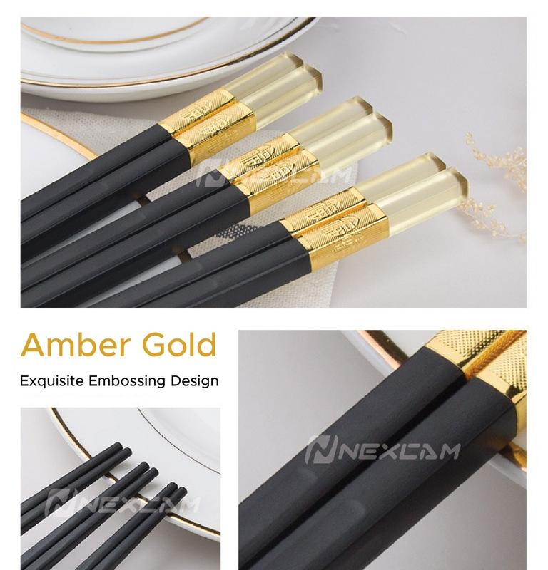 Product Introduction of Gold Alloy Chinese Chopsticks With Slip Resistant Chopstick Tip 3