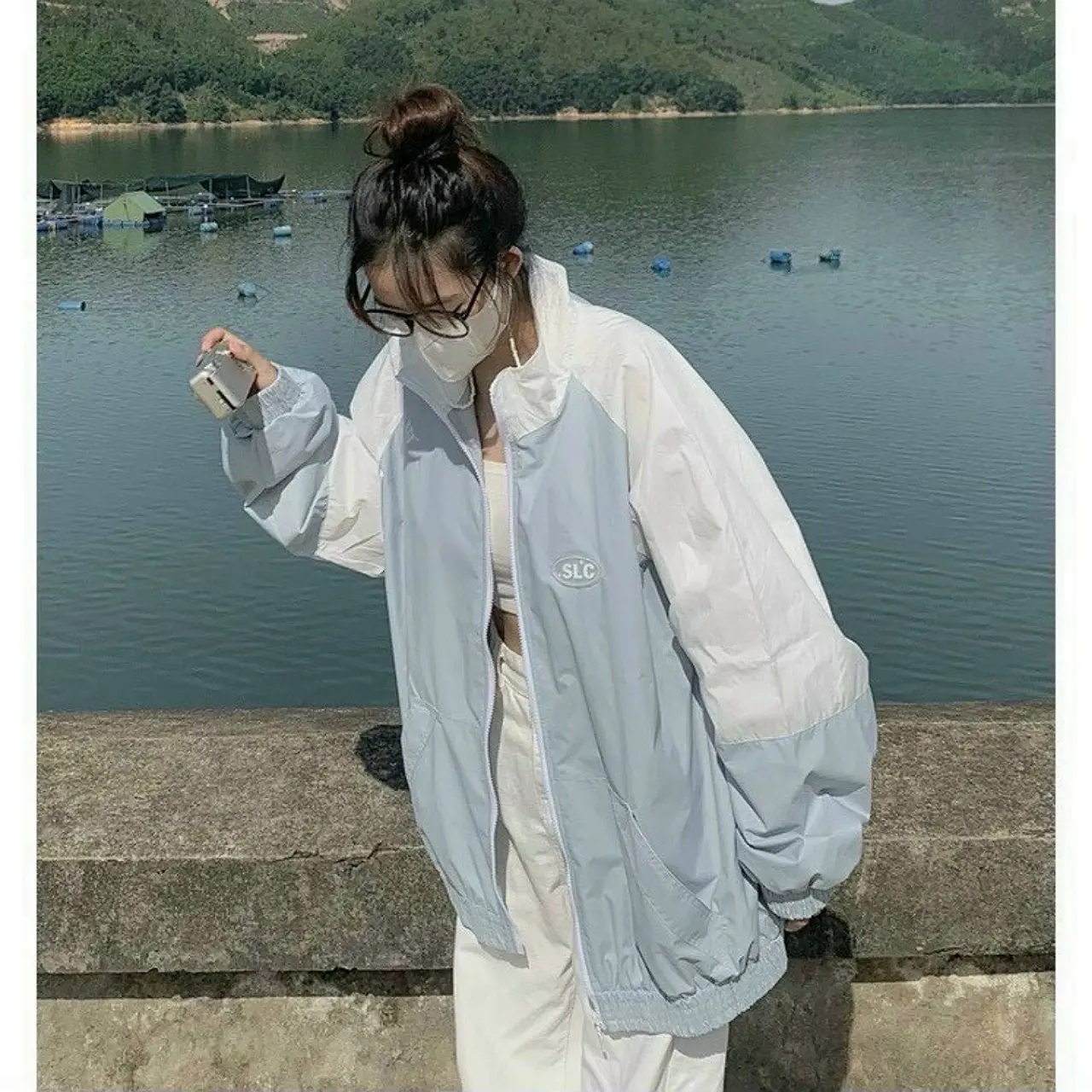 [SIZE L VÀ XL] Áo khoác dù 2 lớp tay phối size L, XL nam nữ Top Jacket Đen
