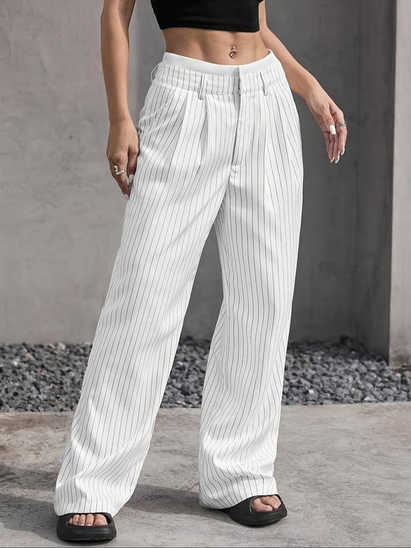 Women's Striped Print Straight Leg Pants, Casual Comfy Trousers for Daily Wear, Ladies Bottoms for All Seasons,  Trousers for Women 1