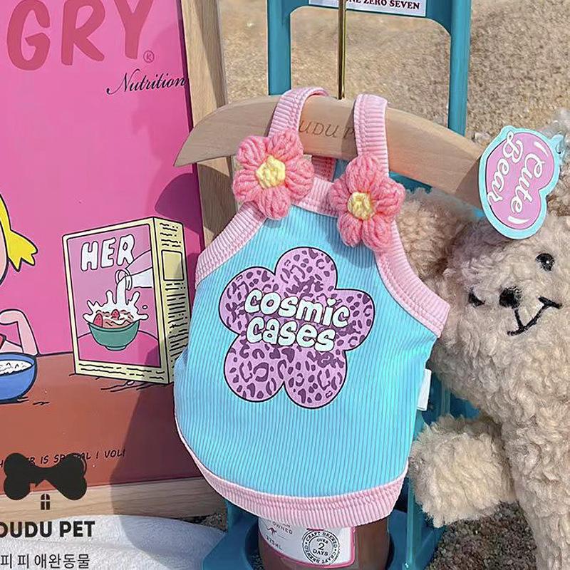 Quần áo cho thú cưng, phong cách Hàn Quốc và Nhật Bản mới, cho chó và mèo, thích hợp cho Teddy, Bichon, Poodle, Yorkshire, làm bằng bông lụa Lạnh áo vest