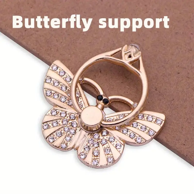 Cute Butterfly Design Phone Holder Ring, Rhinestone Decor Phone Back Finger Ring, Universal Phone Accessories for Women & Girls 4