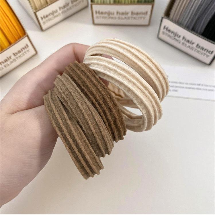 Product Introduction of High Elastic Durable Hair Band Internet Celebrity Simple Graceful Black Headband Hair Elastic Band High Ponytail Hair String 4
